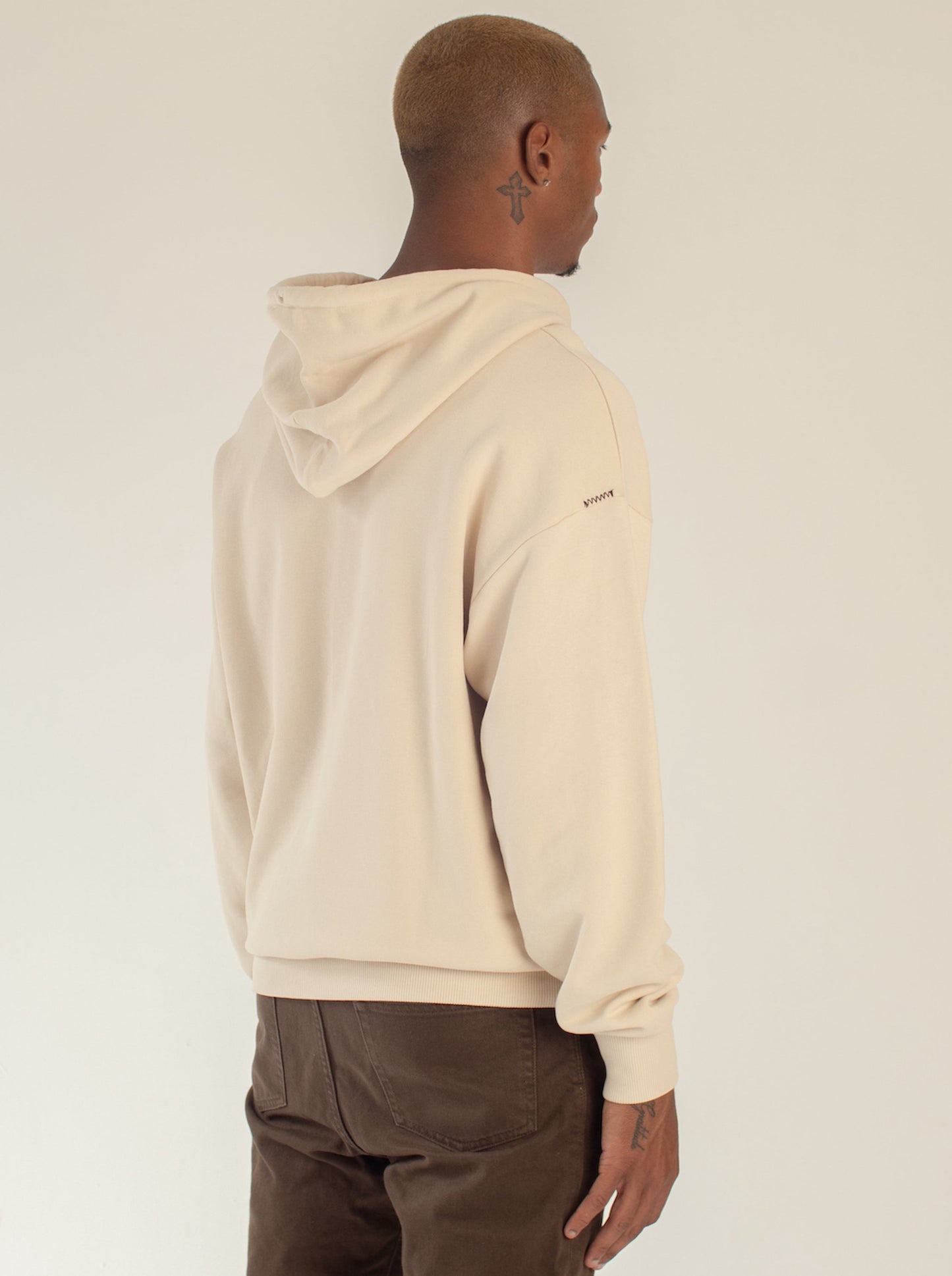 Cut & Sew Rope Hoodie In Stone